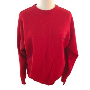 Pringle Of Scotland Vintage Red Wool Embroidered Golf Sweater